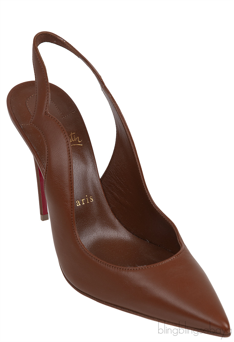 Brown Leather Slingback Heels