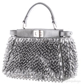 Grey Crystals & Beads Embellished Peekaboo