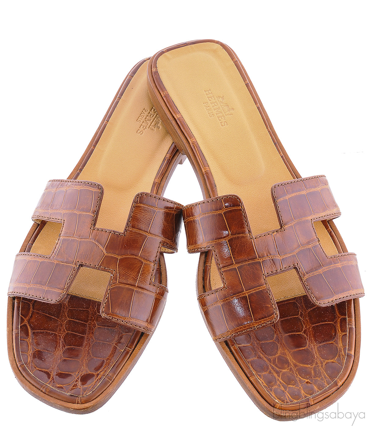 Oran Sandals Brown Crocodile