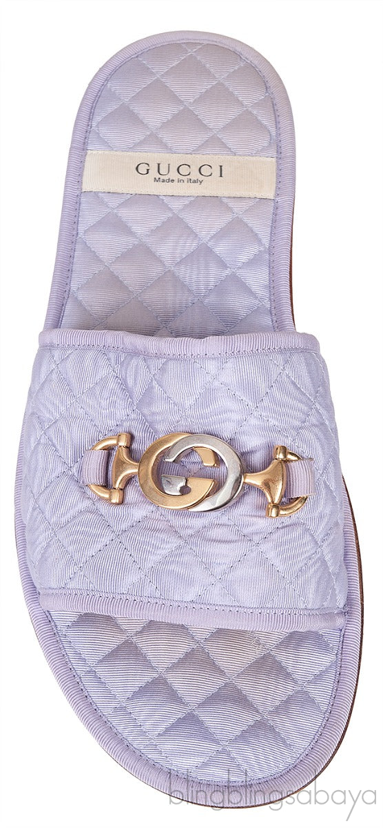 Lilac GG Quilted Slide Flat