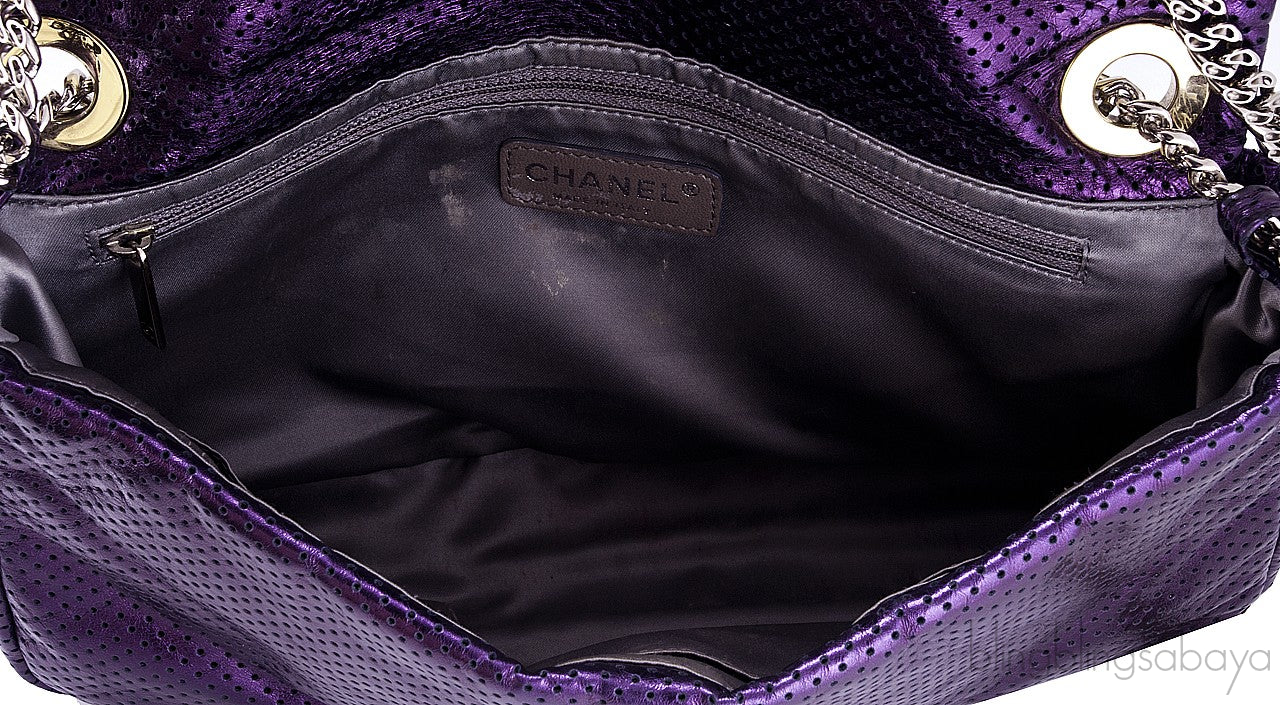 Purple Drill Perforated Flap Bag