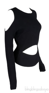 Black Cold Shoulder Sweater