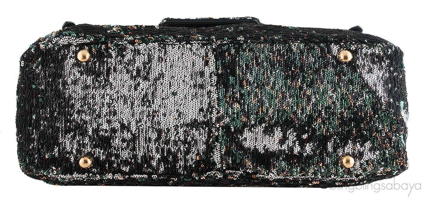 Sequin Black Turn-lock Handle Bag