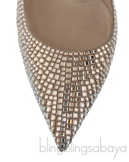 Bi-color Crystal Pointed Toe Heels