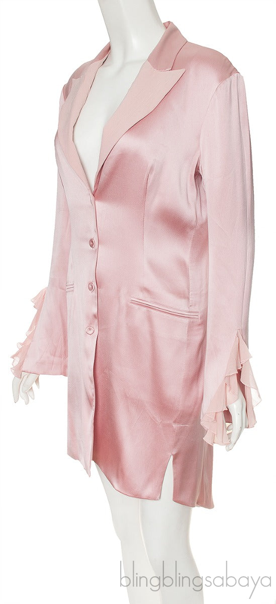 Powder Pink Silk Satin Short Robe