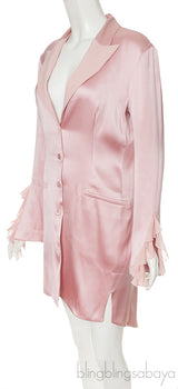 Powder Pink Silk Satin Short Robe