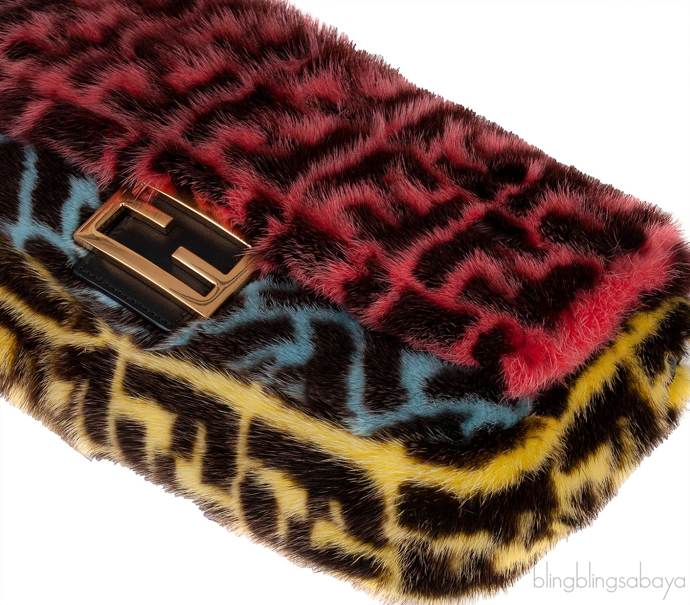 Baguette FF Zucca Multicolor Mink Fur Bag