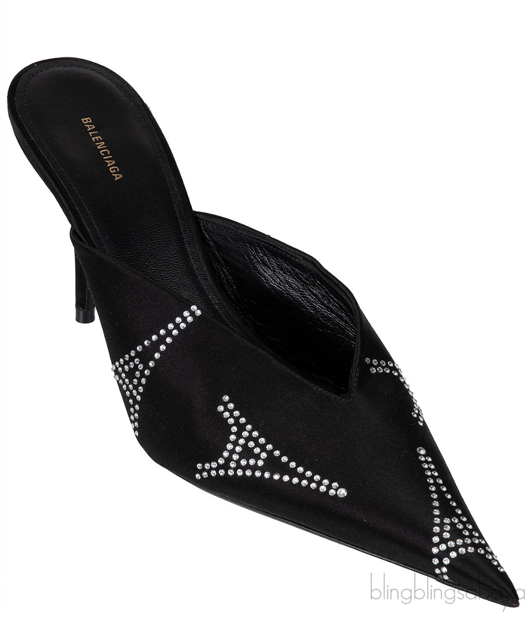 Knife Black Eiffel Tower Crystal Mule