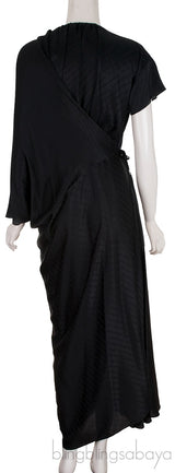 Logo-print Asymmetric Wrap Dress Black