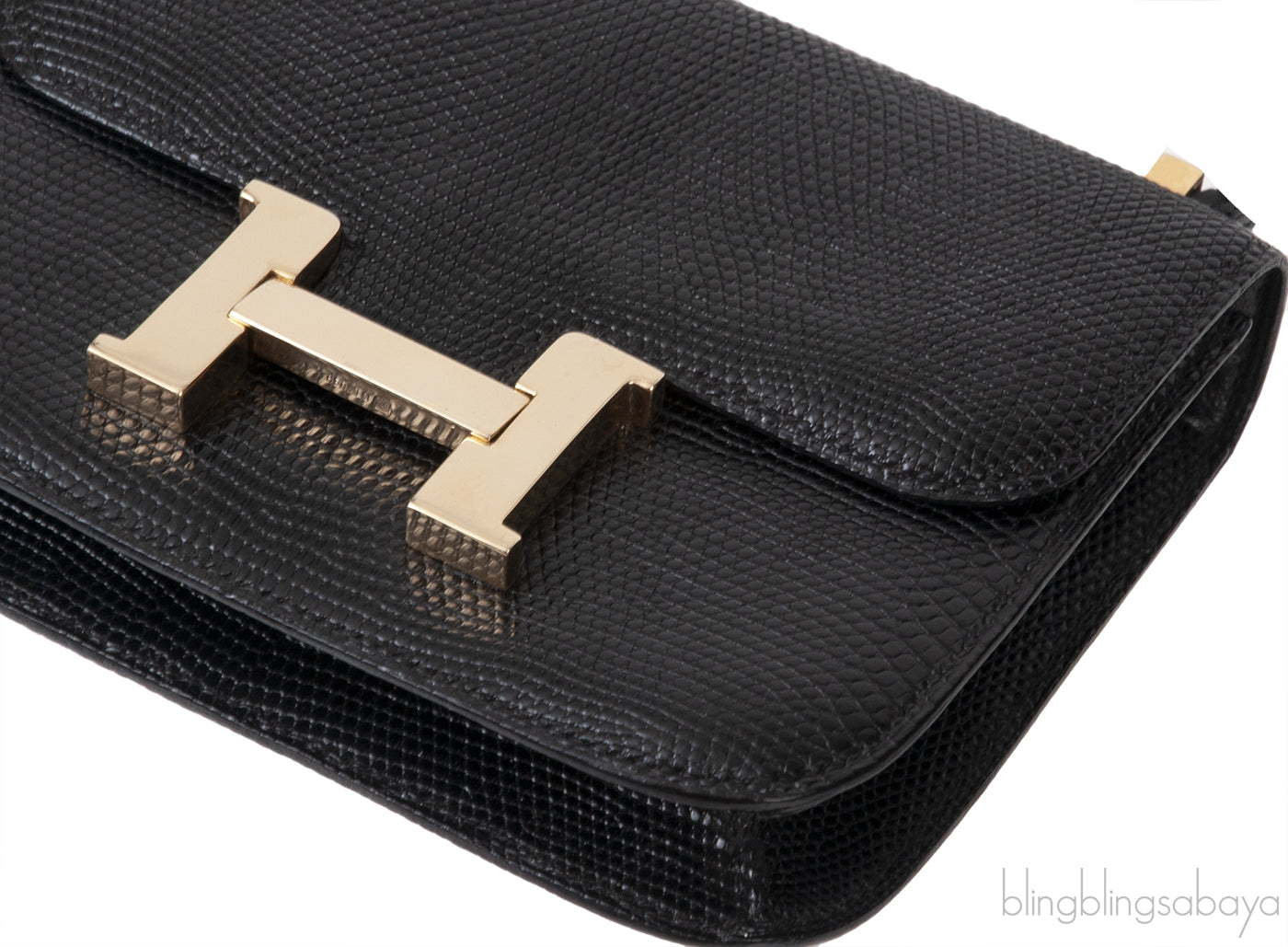 Hermes Vintage Constance Micro 14 Black Varanus Lizard GHW