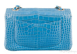 Light Blue Croc Mini Single Flap GHW