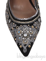 Aquazzura Black Embellished Jaipur Pumps