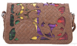 Brown Intrecciato Floral Chain Handle Bag