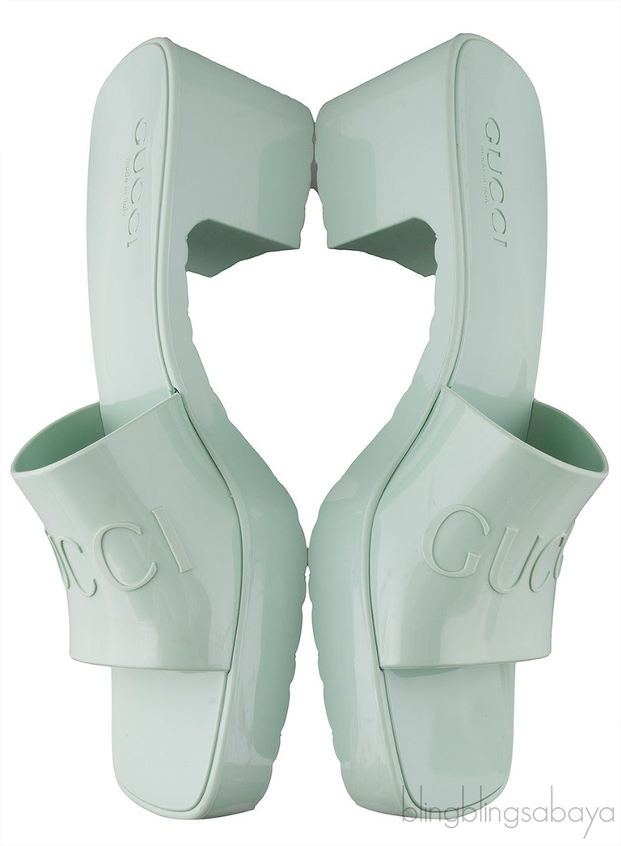 Pastel Green Rubber Slide Sandals