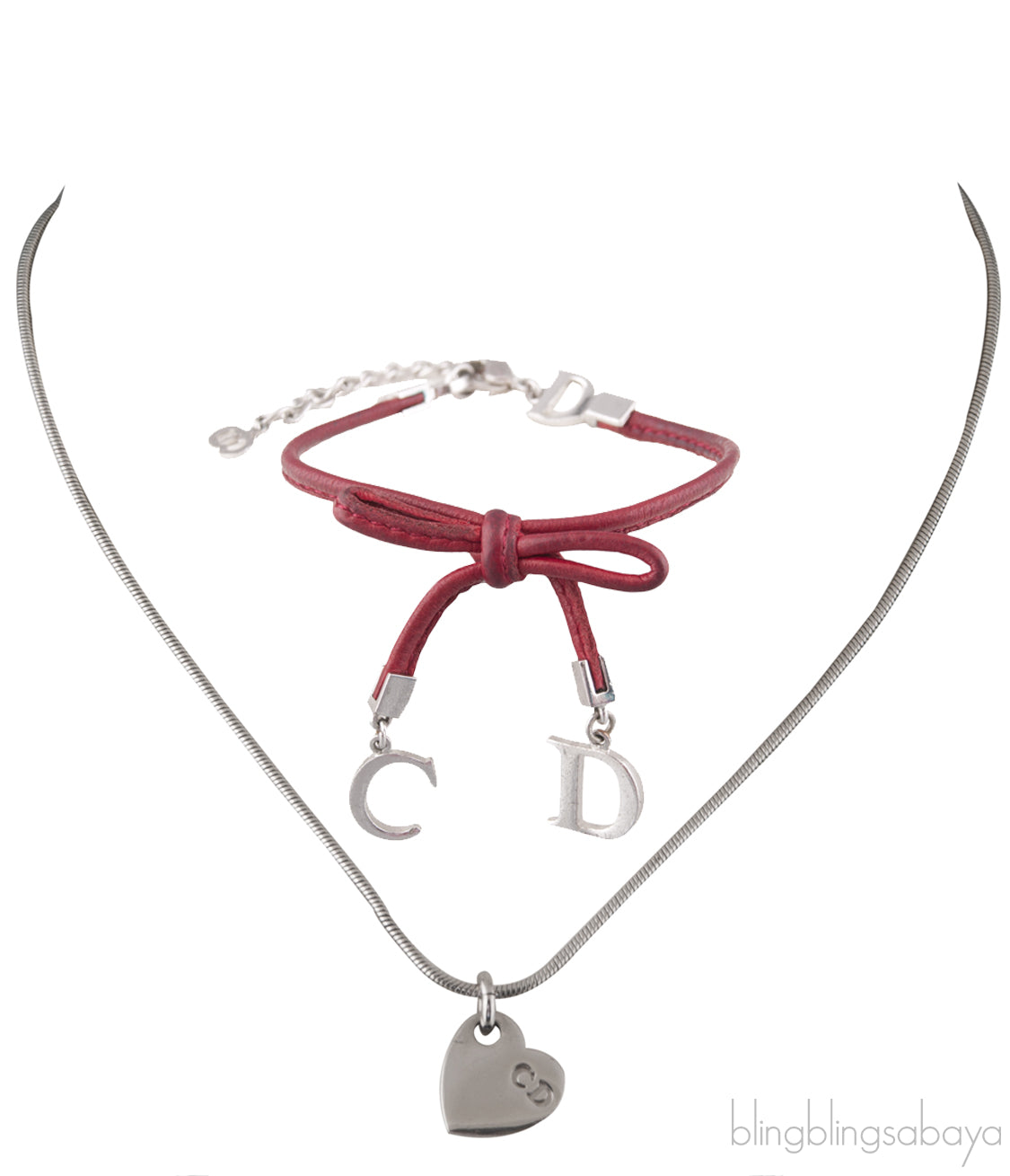Vintage CD Dangle Bracelet & Heart Pendant