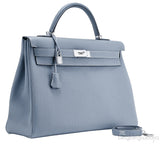 Kelly 40 Blue Lin Togo Retourne