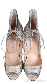 Mega Vamp 100 Silver Python Lace Up Pump