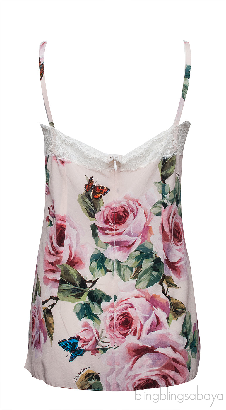 Lace-trimmed Silk Satin Top