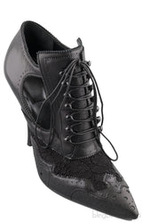 Black Lace Up Pointed Toe Booties
