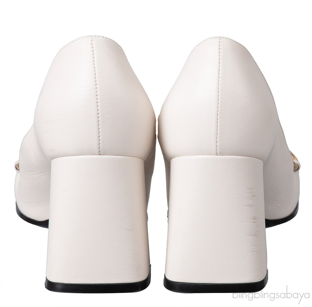 Off-white Horsebit Mid-Heel Pump