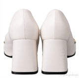 Off-white Horsebit Mid-Heel Pump