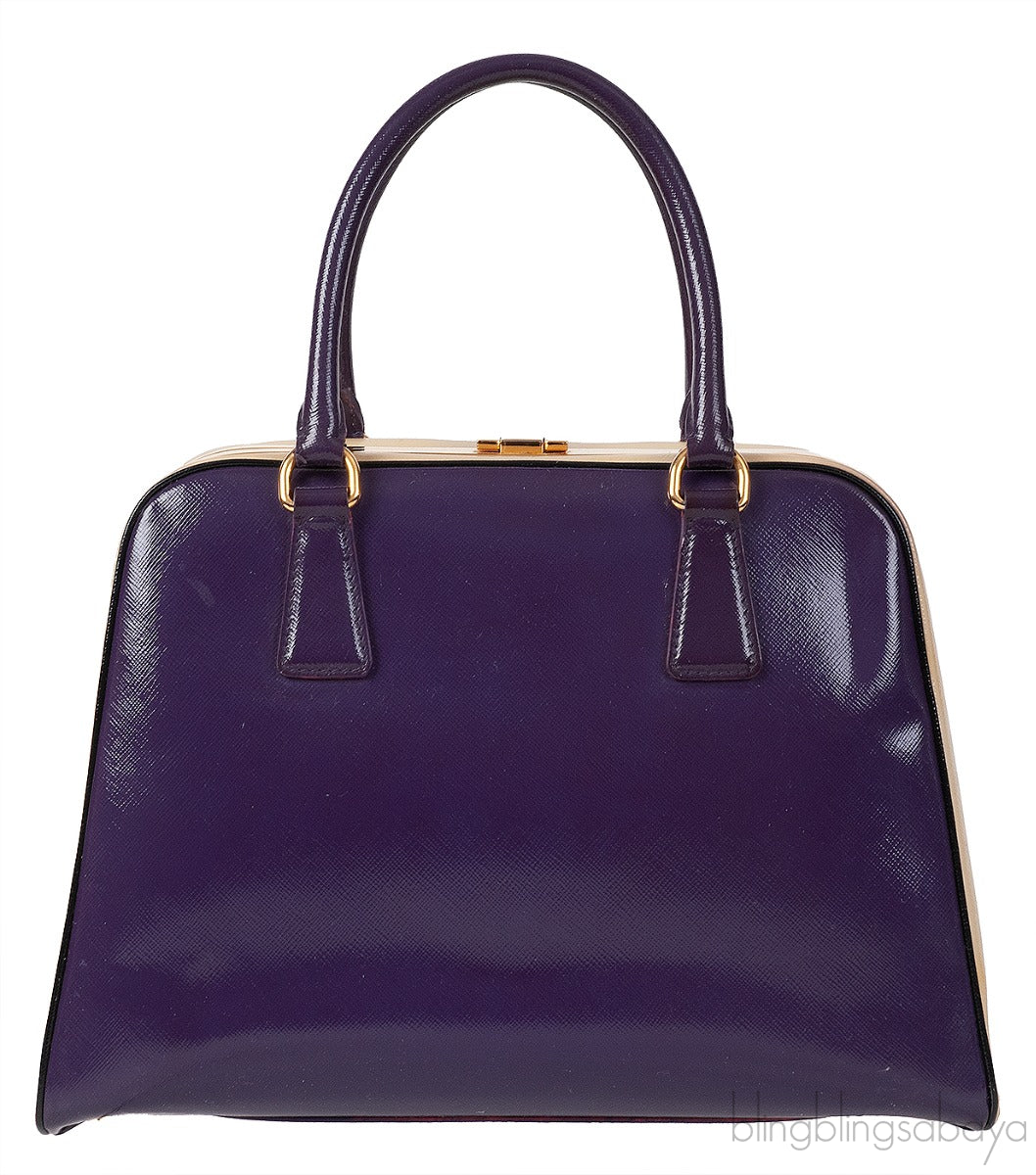 Bi-color Saffiano Frame Bag