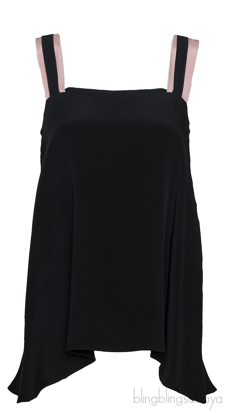 Contrasting Strap Flared Top