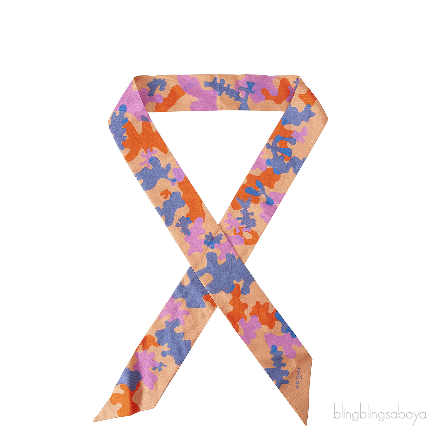 Moynat Orange Multi-color Abstract Print Twilly