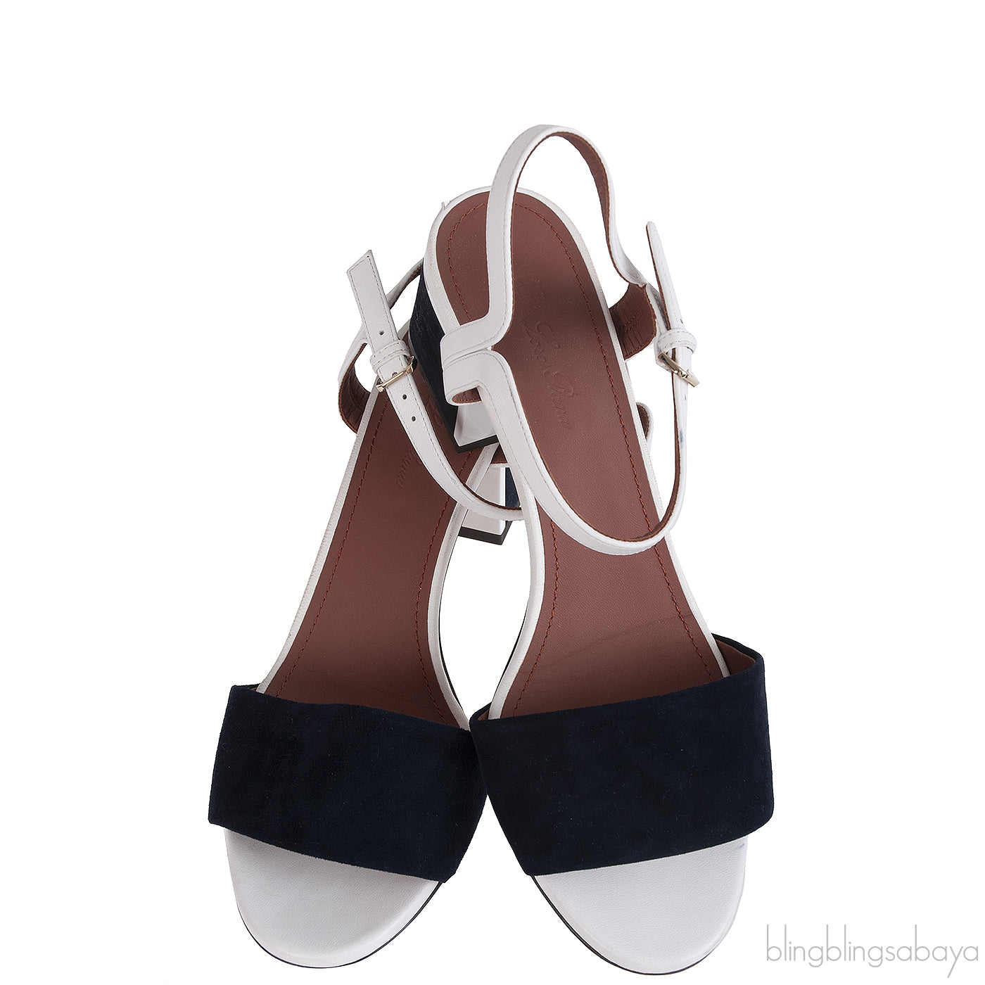 Loro Piana Bi-color Suede Peep Toe Slingback Sandals