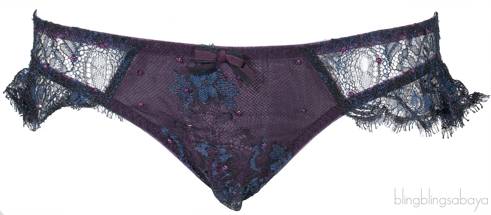 Purple Lace Crystal Bra & Brief