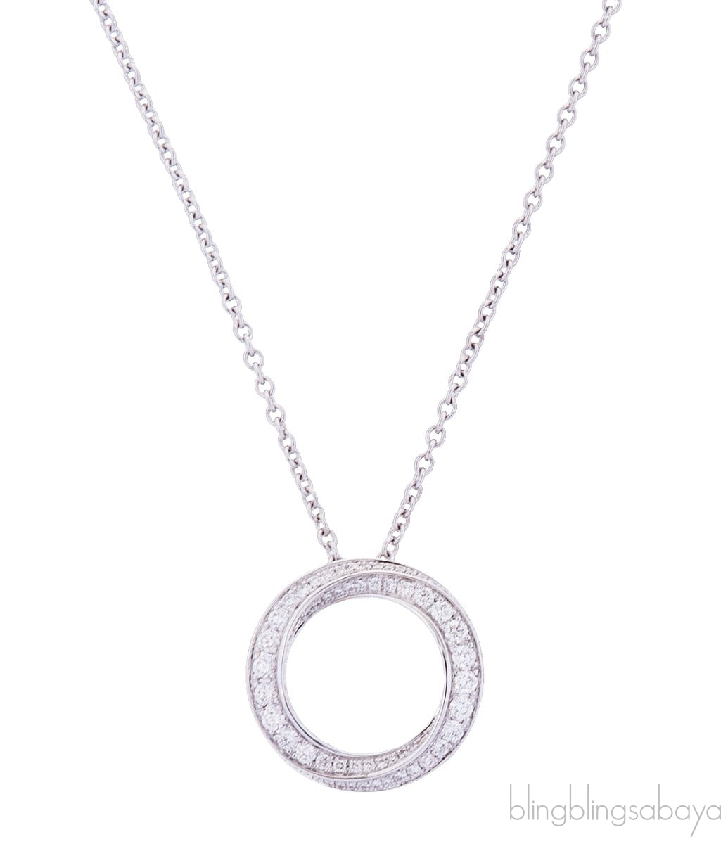 Small WG Diamond Round Pave Spiral Pendant