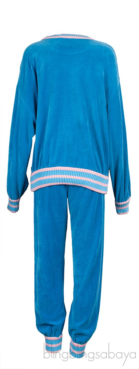 Blue Velvet Tennis Sweatshirt & Pants