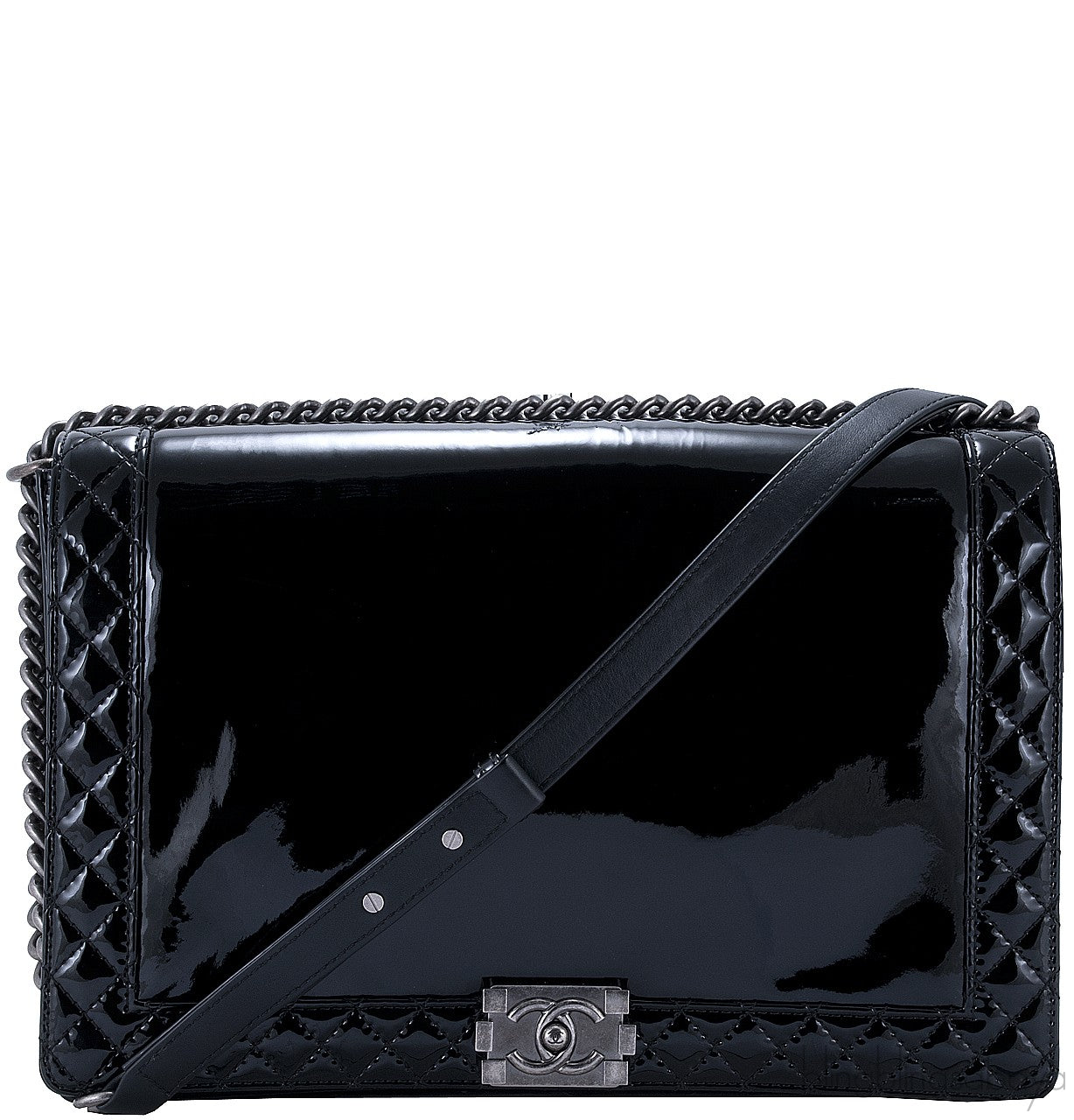Black Patent XL Le Boy Shoulder Bag