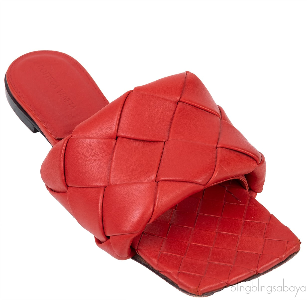 Bottega Veneta Intrecciato Lido Flat Sandals Red