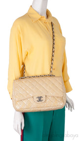 Crinkled Patent Quilted Flap Bag Jumbo
