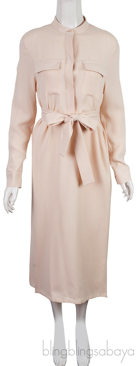 Beige Belted Shirt Dress