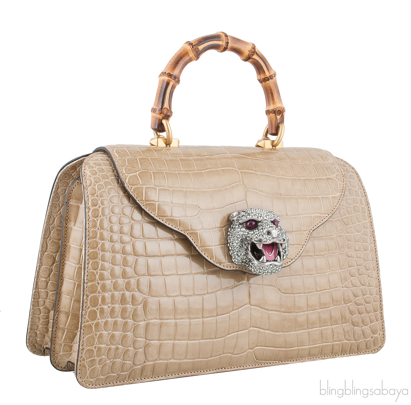 Thiara Bamboo Handle Crocodile Bag
