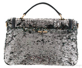 Sequin Black Turn-lock Handle Bag