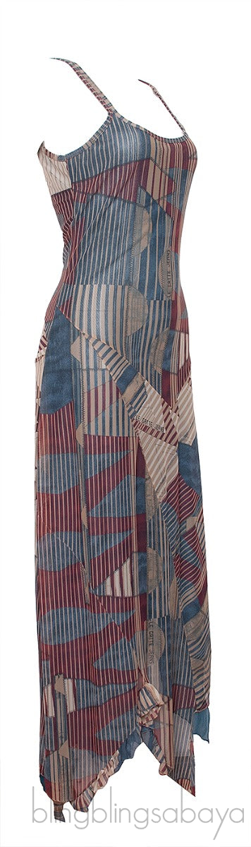 Multicolor Asymmetrical Hem Sleeveless Dress