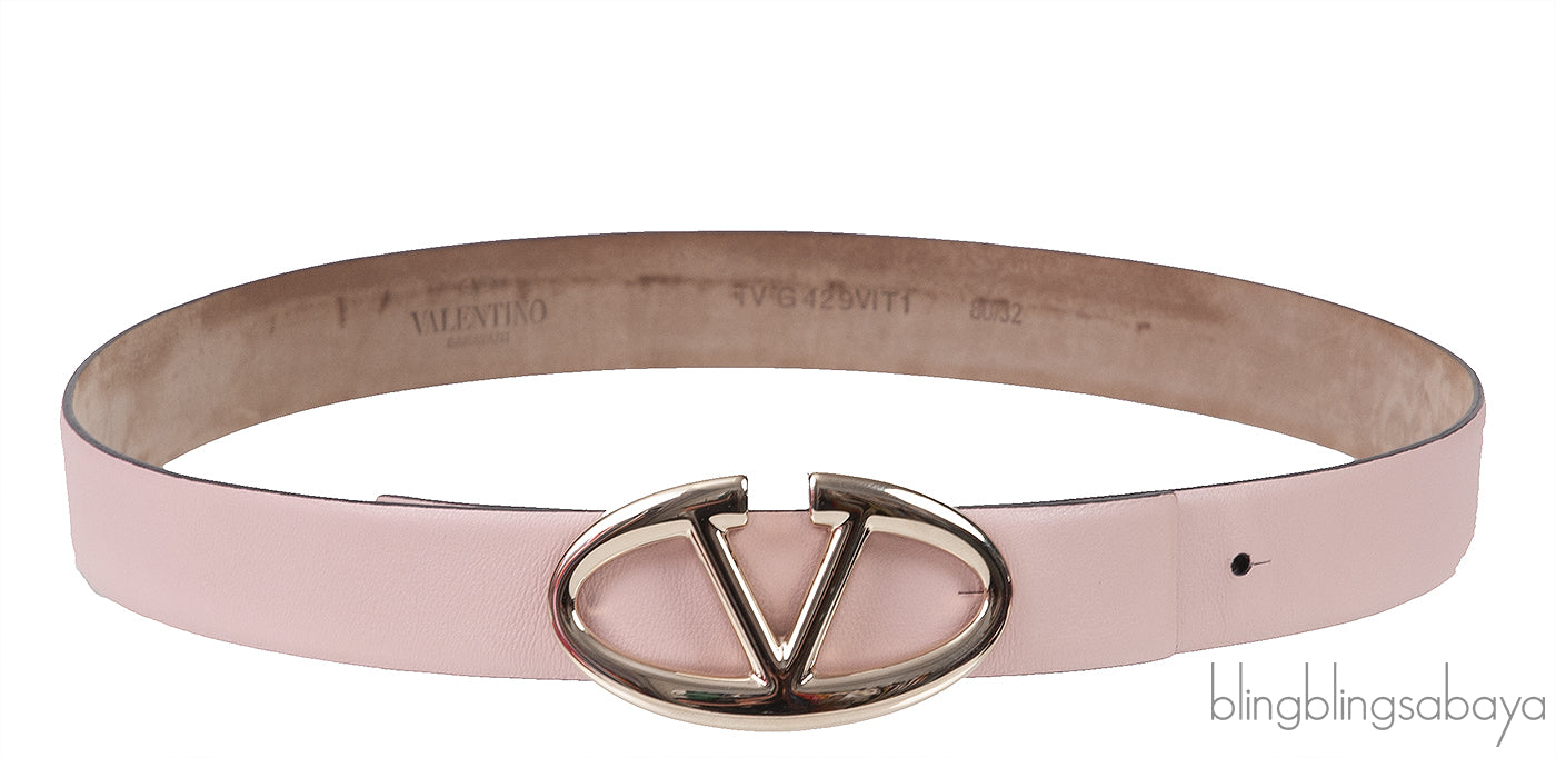 Valentino Garavani Old Pink V Buckle Belt