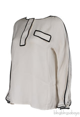 Chloe Milk White and Black Trim Blouse