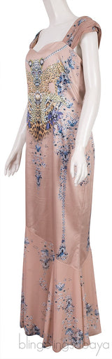 Light Brown Leopard Print Maxi Dress