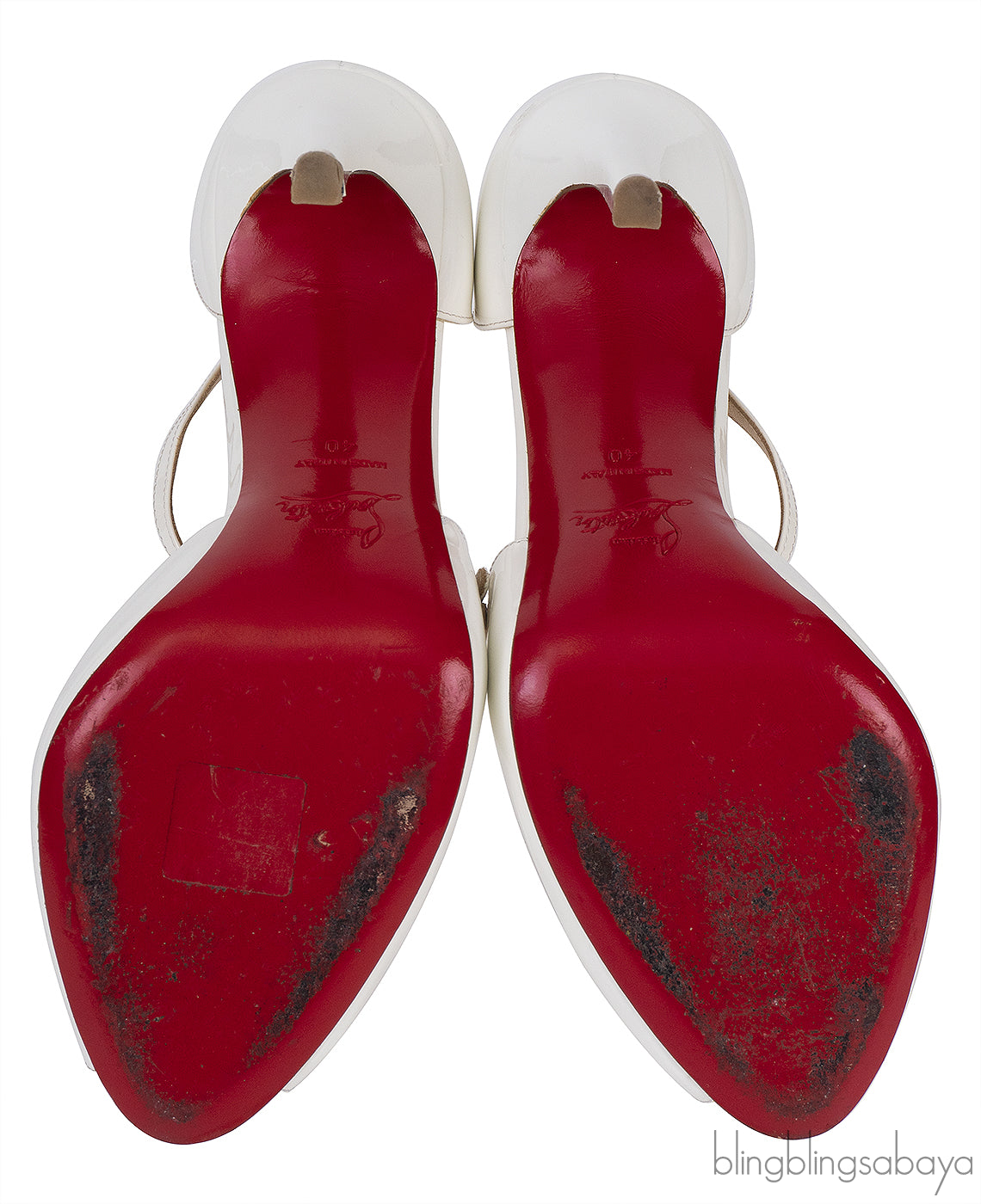 Christian Louboutin White Patent Leather Peep toe Pump
