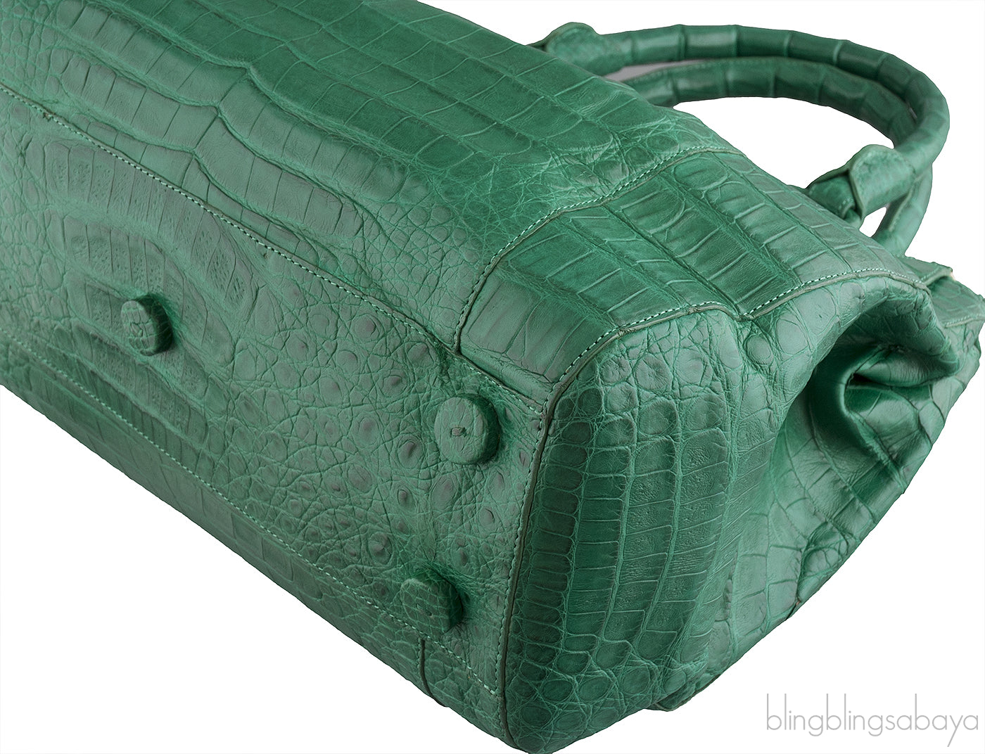 Green Double Zip Crocodile Tote Bag