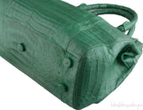 Green Double Zip Crocodile Tote Bag