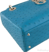 Lady Dior Blue Green Ostrich GHW