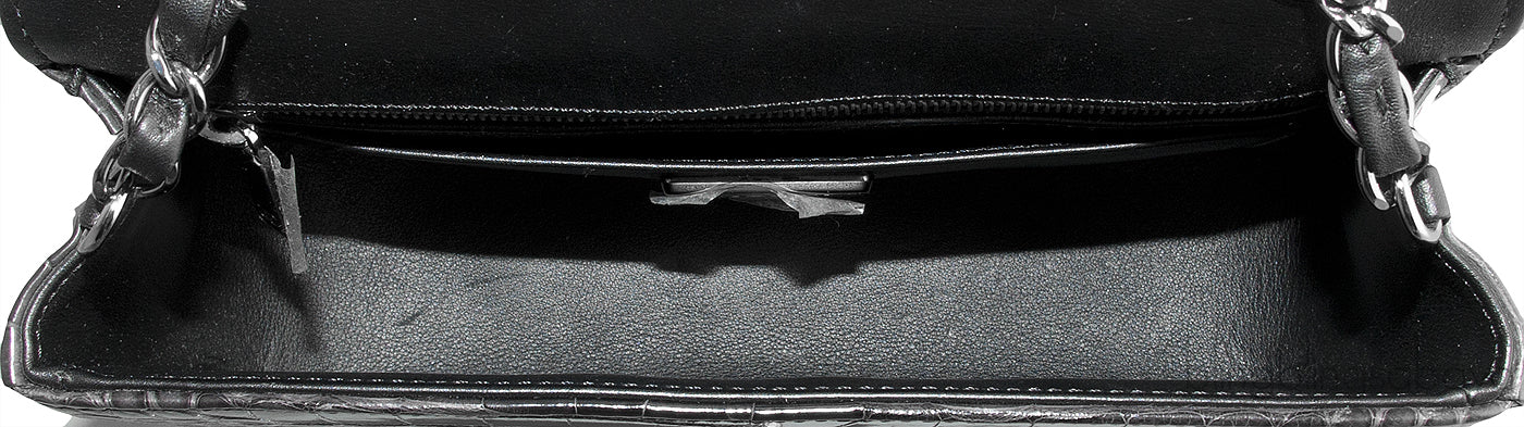 Dark Grey Crocodile Mini Bag
