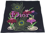 Black Floral Print Silk Scarf