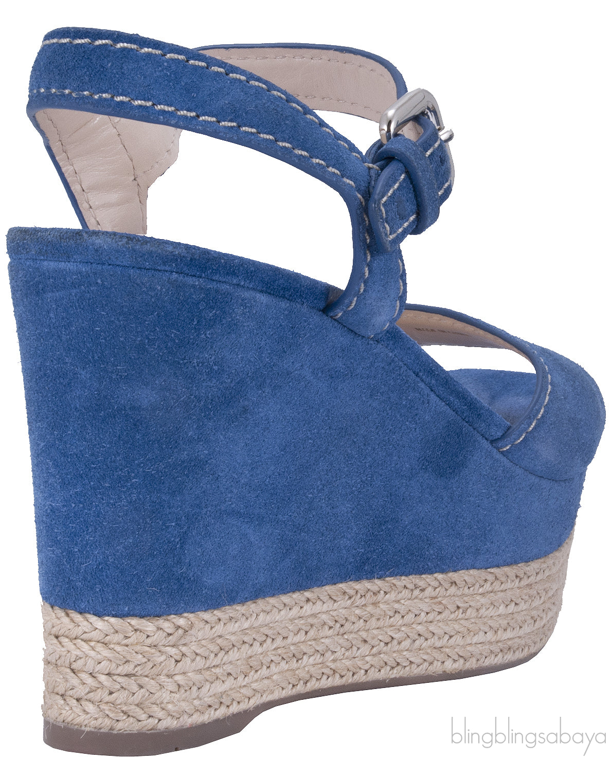 Blue Suede Wedge Sandals