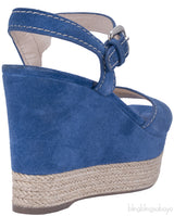 Blue Suede Wedge Sandals